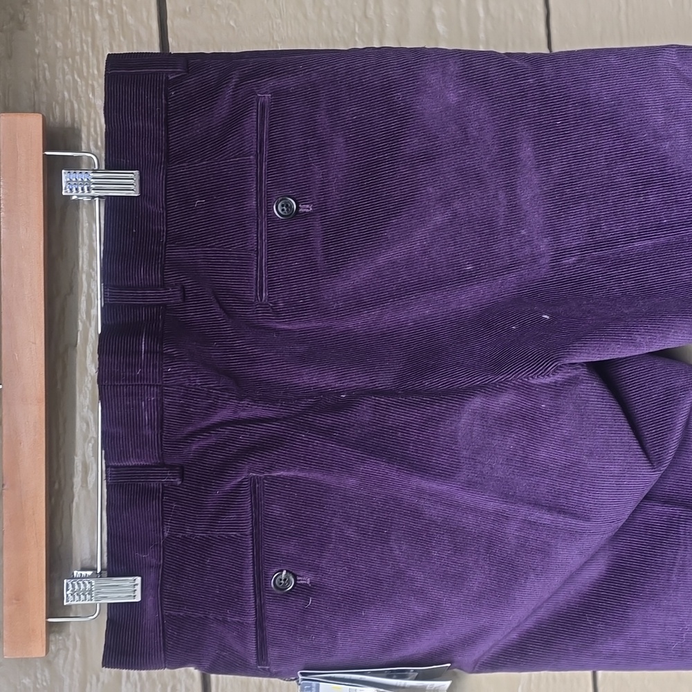 Ralph Lauren Made in Italy Plum Corduroy Tailored Dress Pants  30x27 Cropped - Picture 11 of 14